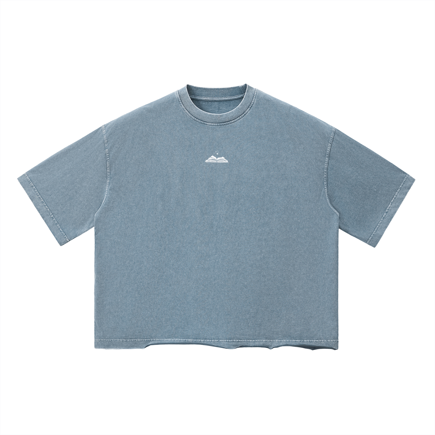 Blue t-shirt with a gleam logo on a white background
